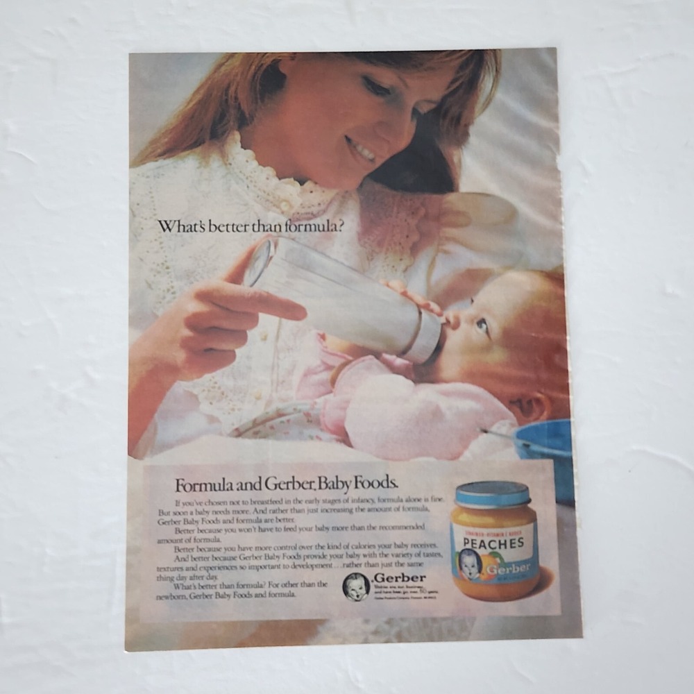 Vintage 1985 Gerber Baby Foods Print Ad Peaches Mom and Baby Magazine Clipping